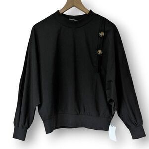 NWT Callahan Womens Sweater Knitwear Dolman Sleeve Button Black Small